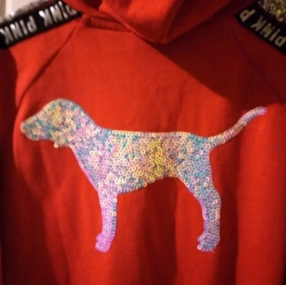 Vs pink bling iridescent dog hoodie X-small  EUC - Picture 2 of 6